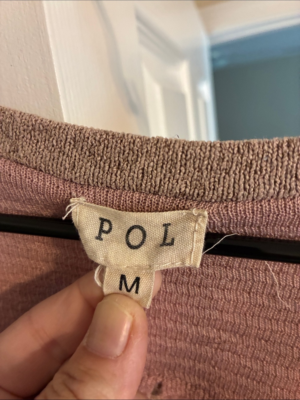 POL Pink and Taupe Patchwork Henley Sweatshirt - Picture 2 of 7